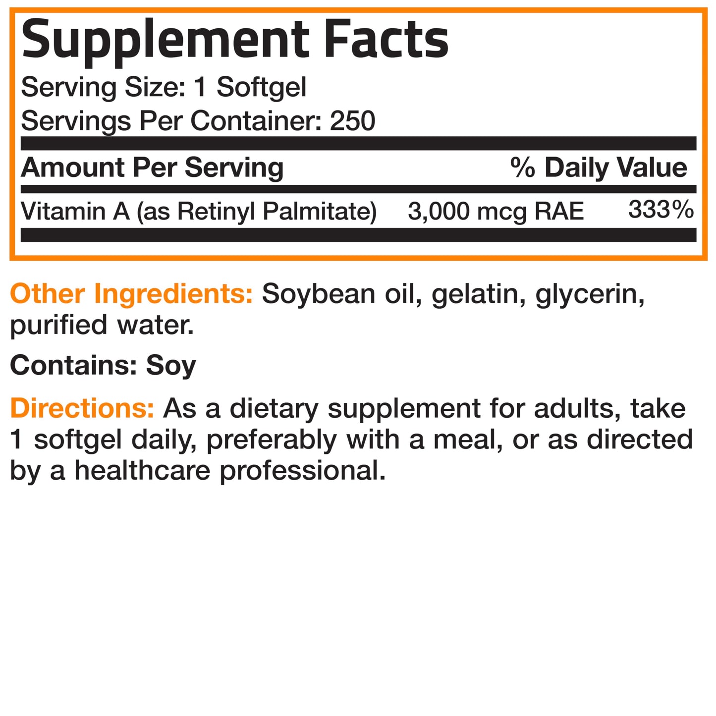 Bronson Vitamin A 10,000 IU Healthy Vision and Immune Support, 250 Softgels