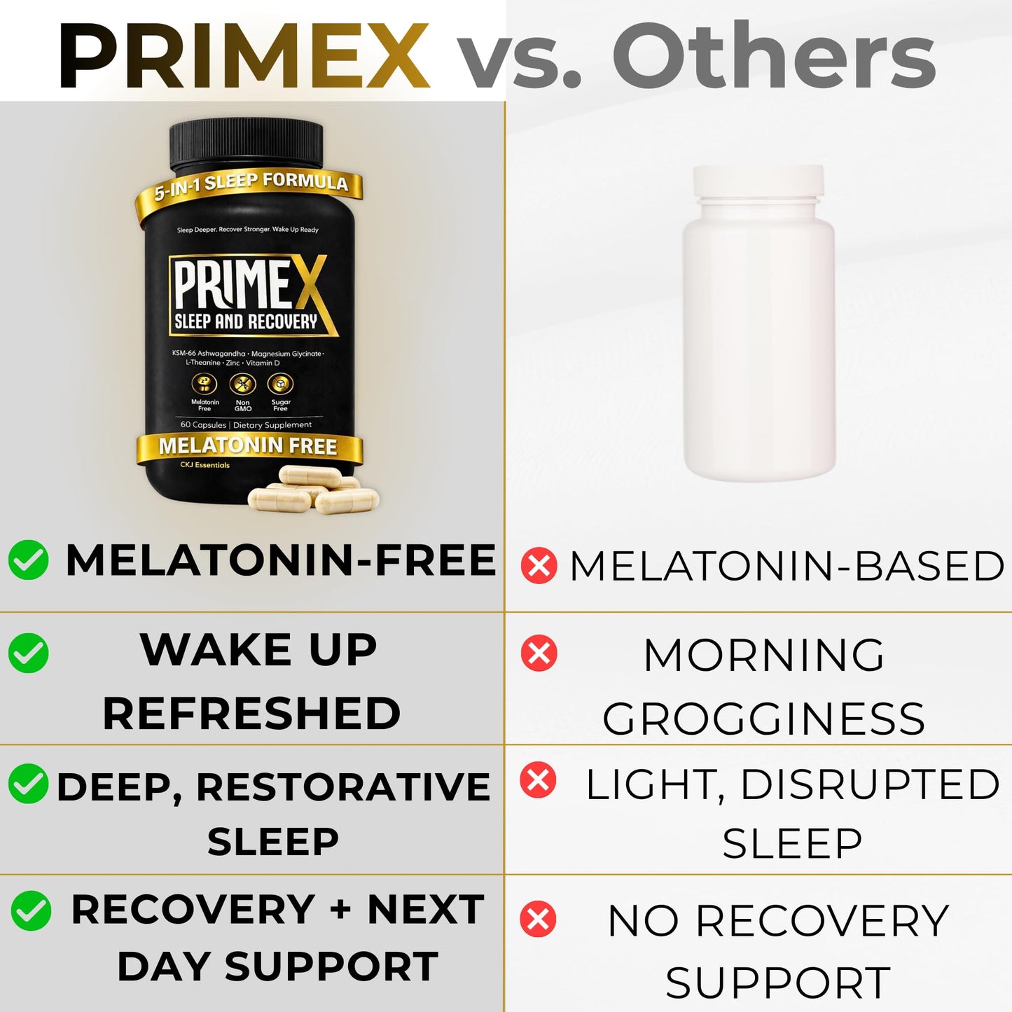 PrimeX Sleep and Recovery Sleep Aid Without Melatonin Capsule 60 Count