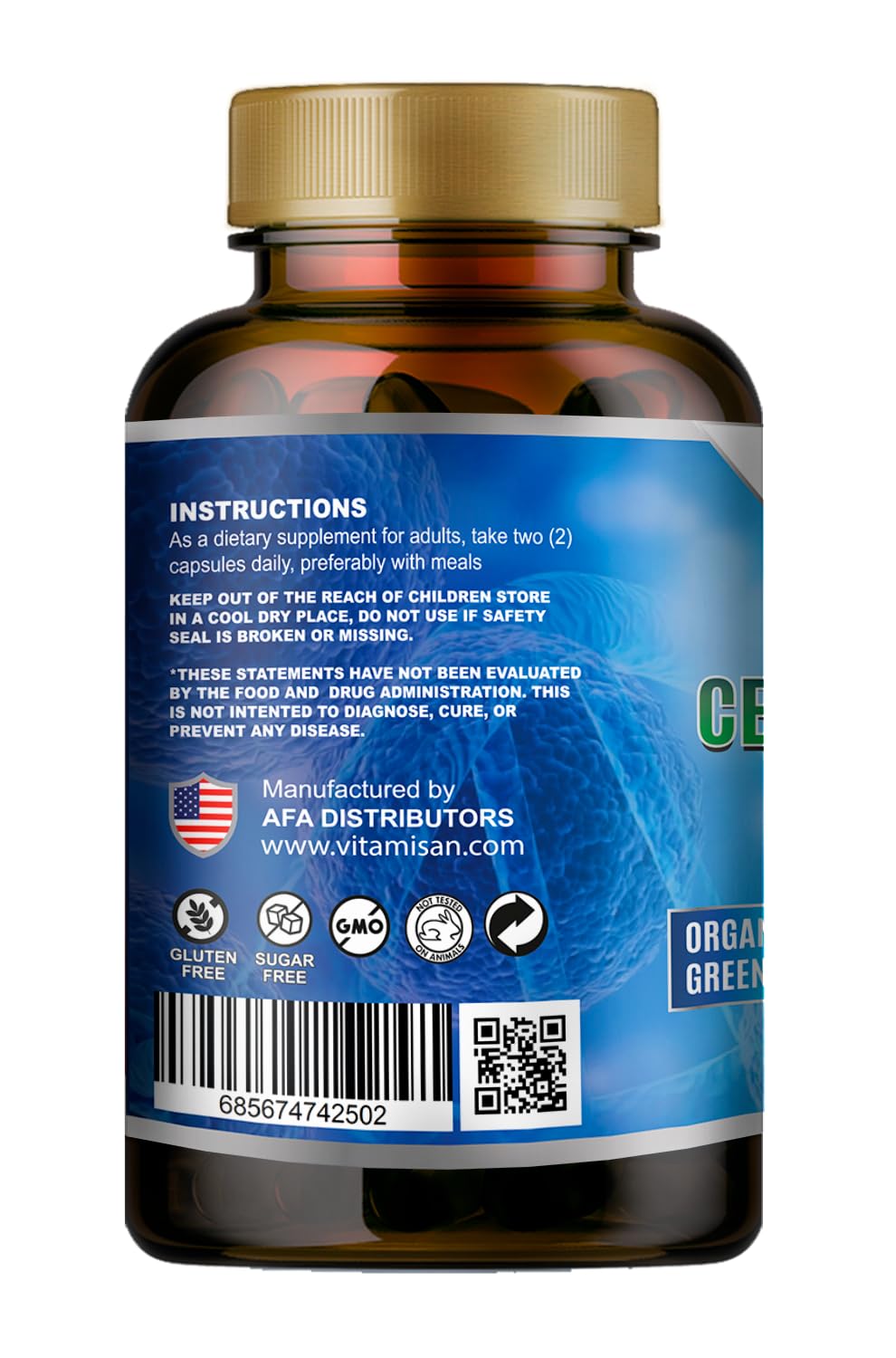 VITAMISAN AFA Stem Natural Cell 1000 mg Blue-Green Algae Capsule, 120 Capsules
