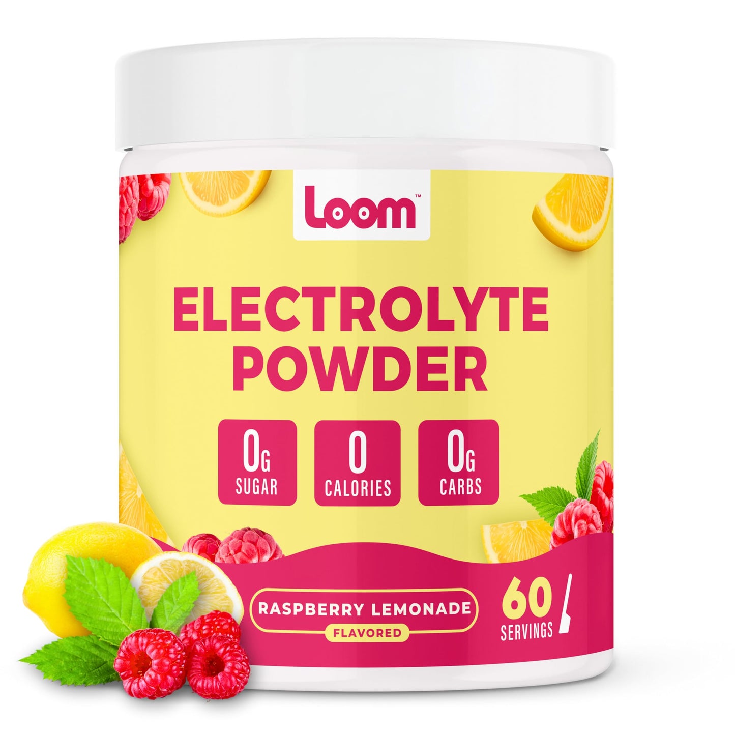Loom Electrolyte Powder for Intermittent Fasting, 60 Servings, Raspberry Lemonade, 10.6 oz