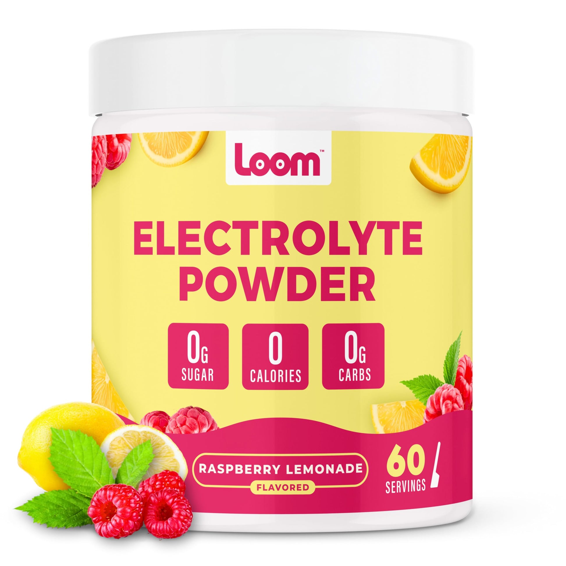 Loom Electrolyte Powder for Intermittent Fasting, 60 Servings, Raspberry Lemonade, 10.6 oz