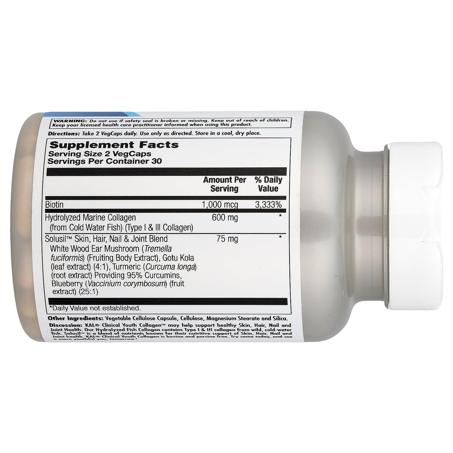 KAL 600 mg Clinical Youth Collagen Type I & III Capsules, 60 count