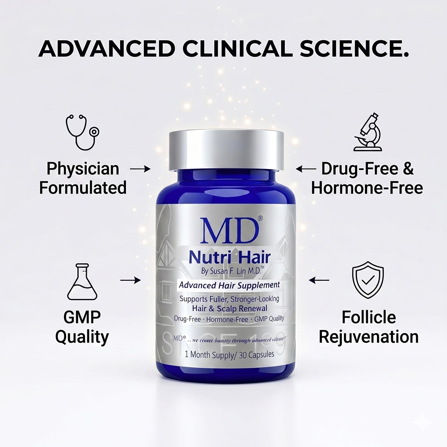 MD Nutri Hair Biotin Supplement Capsules, 30 Count