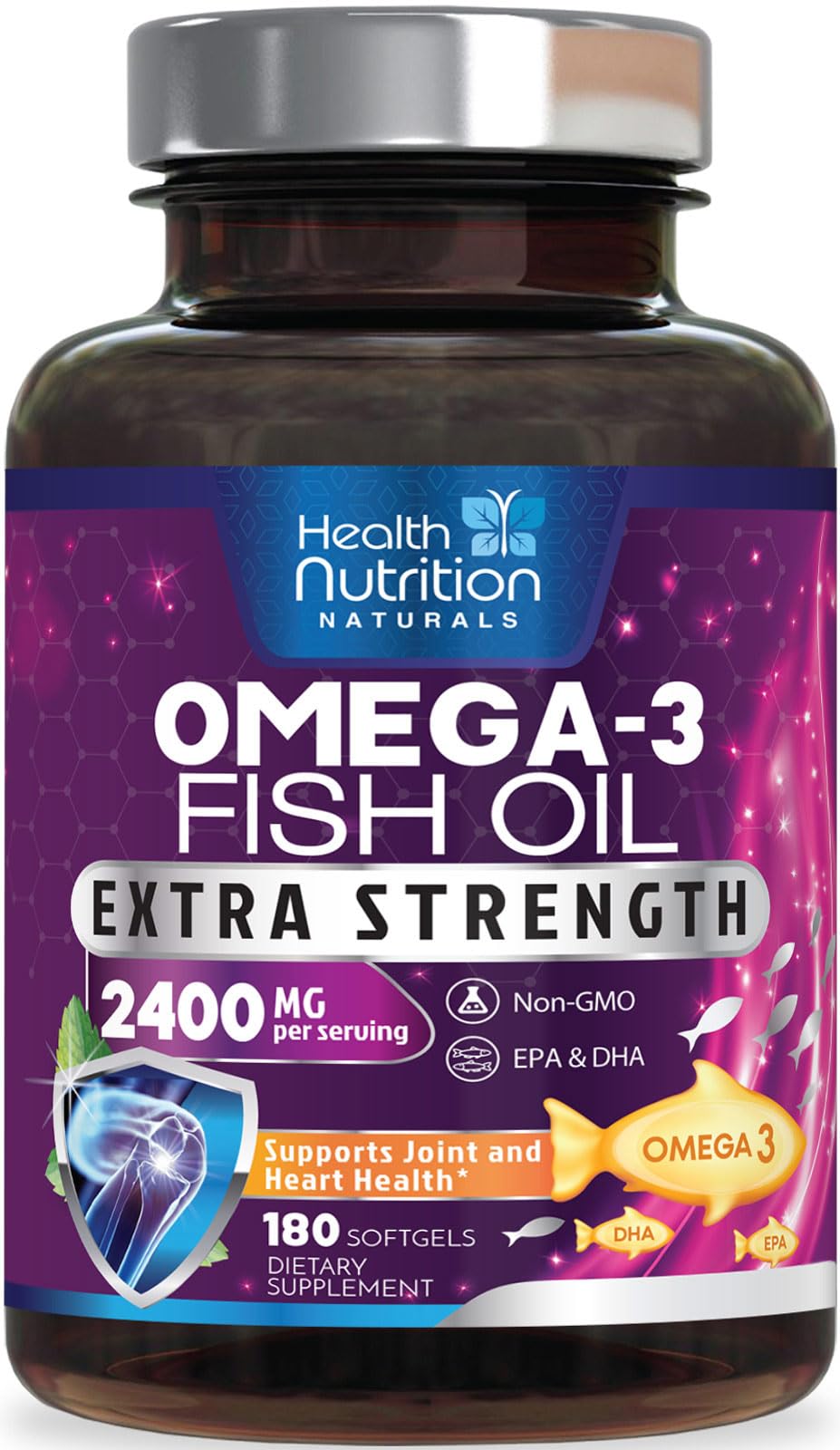 Health Nutrition Naturals Omega 3 Fish Oil Supplements Softgel 180 Count