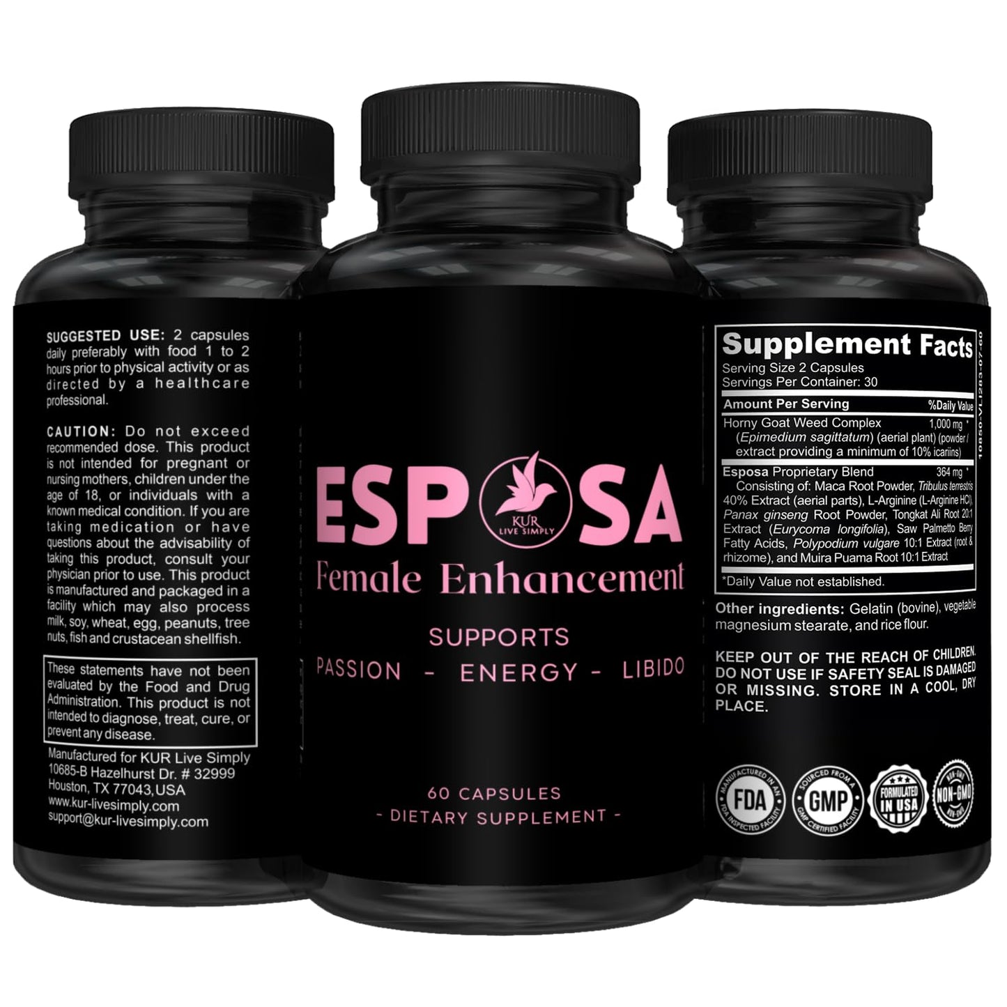 KUR Live Simply Esposa Female Libido Support for Women Capsule, 60 Capsules