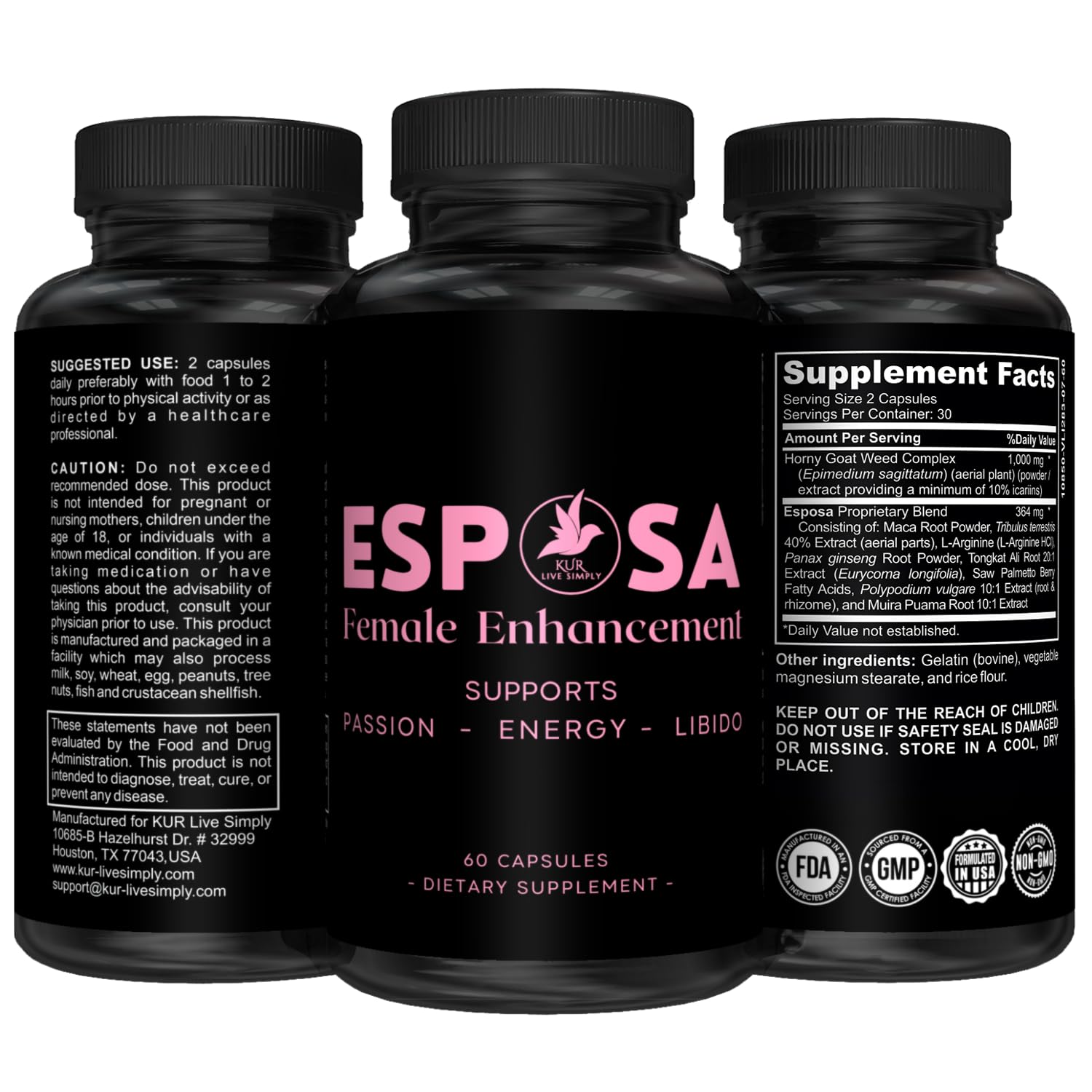 KUR Live Simply Esposa Female Libido Support for Women Capsule, 60 Capsules