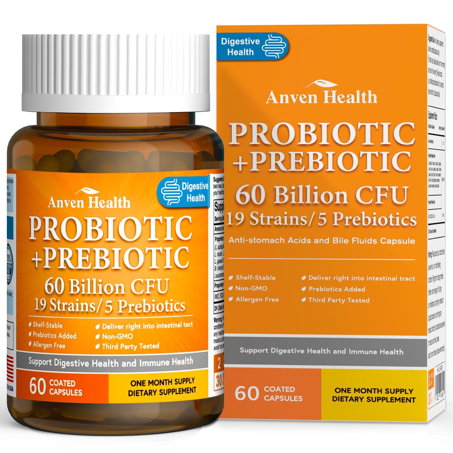 Anven Health Apigenin 200mg with L-Theanine 400mg + 60 Billion Probiotics Ultimate Relaxation, Gut & Immune Support Bundle, 120 Capsules