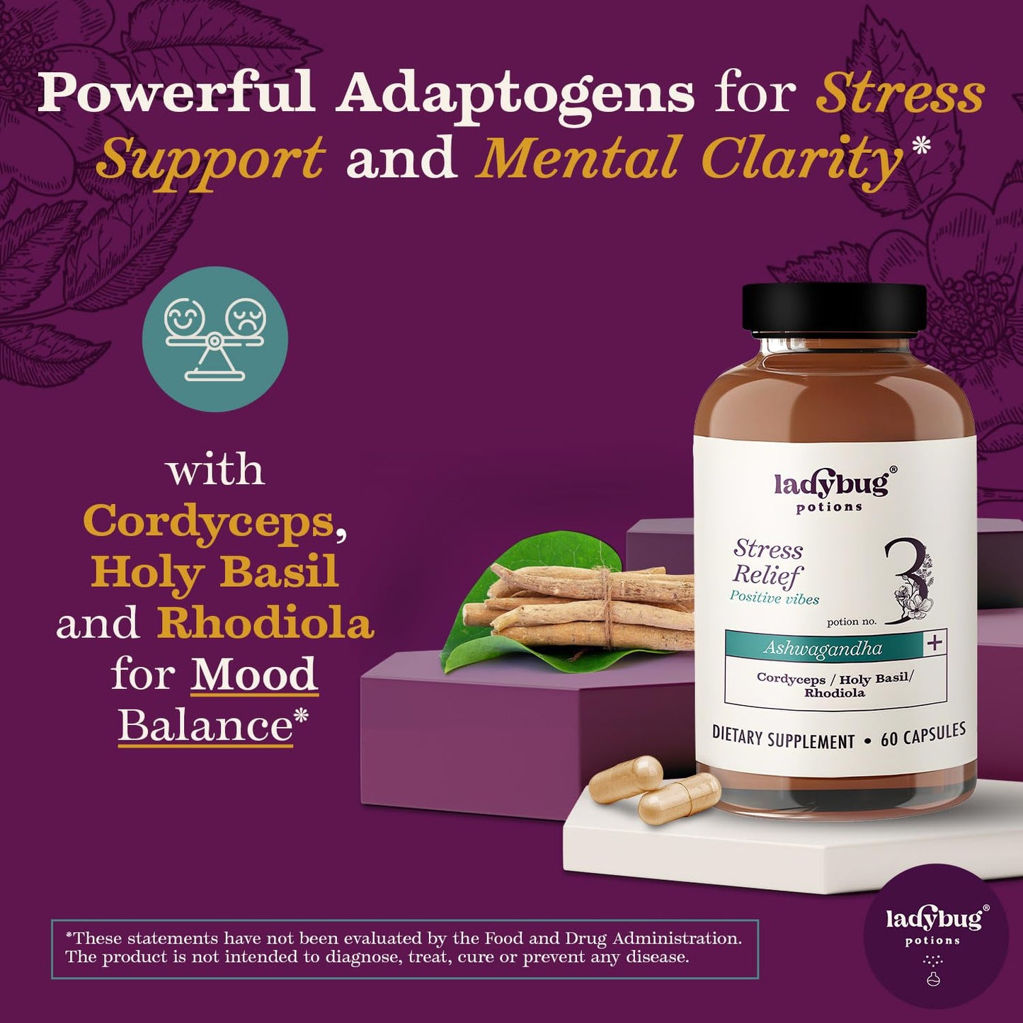 Ladybug Potions Organic Mood Pills Capsules 60 Count