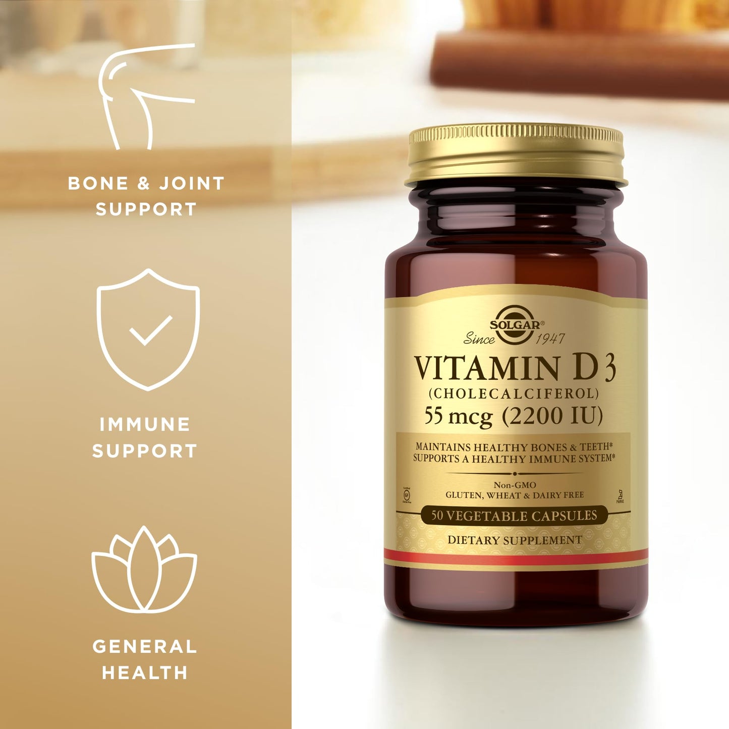 Solgar Vitamin D3 (Cholecalciferol) Vegetable Capsules 50 Count