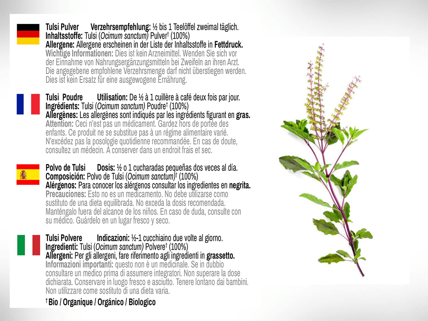 DR WAKDE'S Tulsi Powder (Holy Basil) 17.64 oz