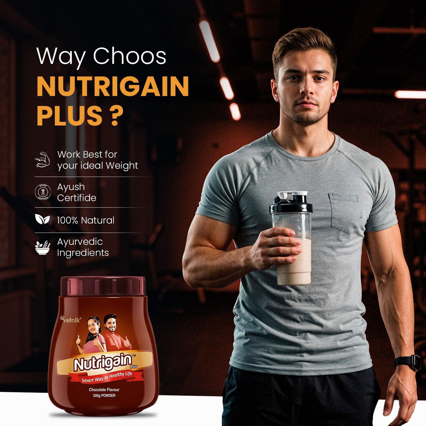 Nutrigain Plus Ayurvedic Weight Gainer Supplement Powder 1.1 Pound