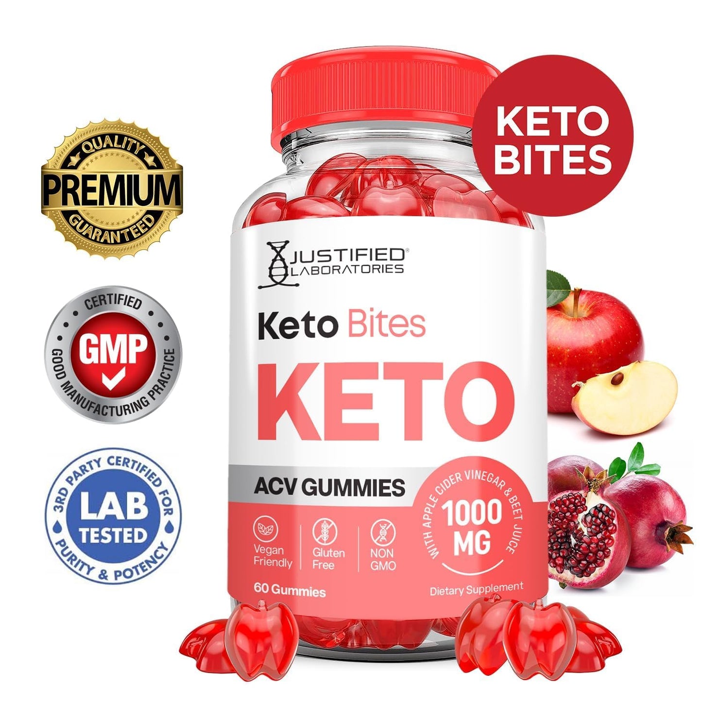Justified Laboratories Keto Bites ACV Gummies Advanced Formula 1000MG - 60 Gummies