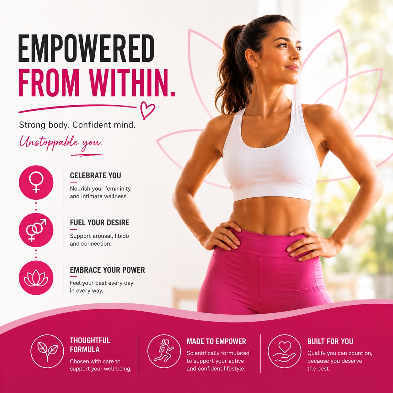Amplicell Women's Libido Support for Drive, Energy, Mood & Hormone Balance Capsules, 60 Count