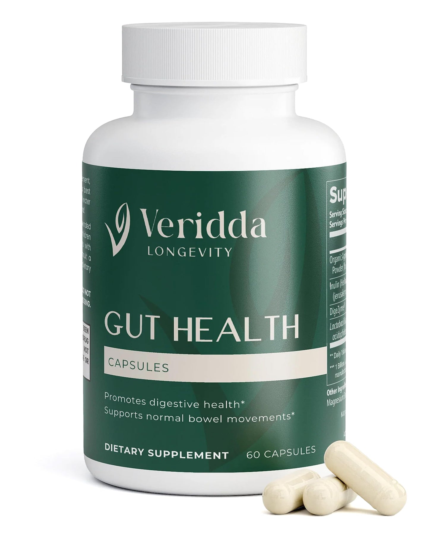 Veridda Longevity Gut Health Supplement with Apple Cider Vinegar, Probiotics, Digestive Enzymes Capsules 60