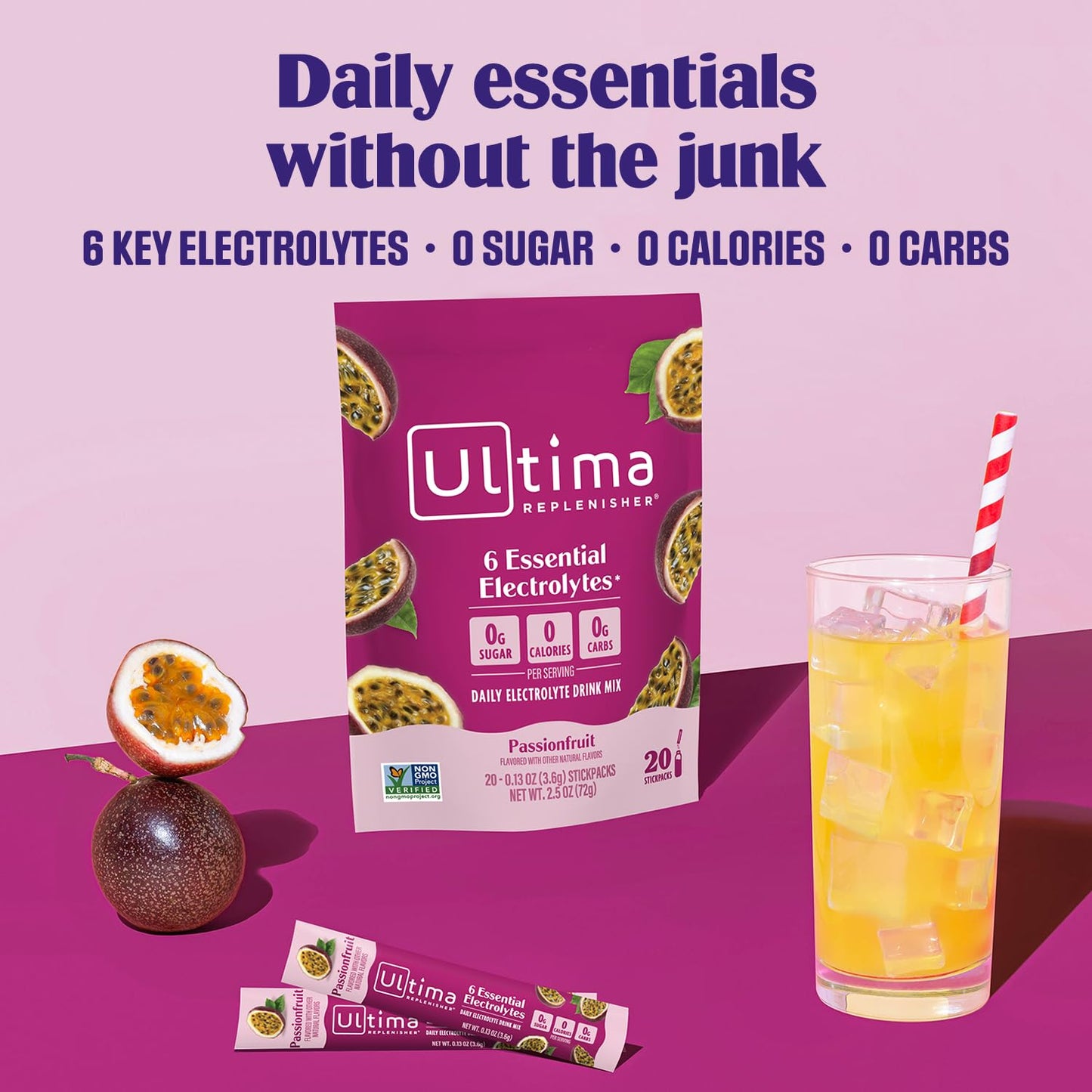 Ultima Replenisher Passionfruit Electrolyte Packets Powder 20 Count