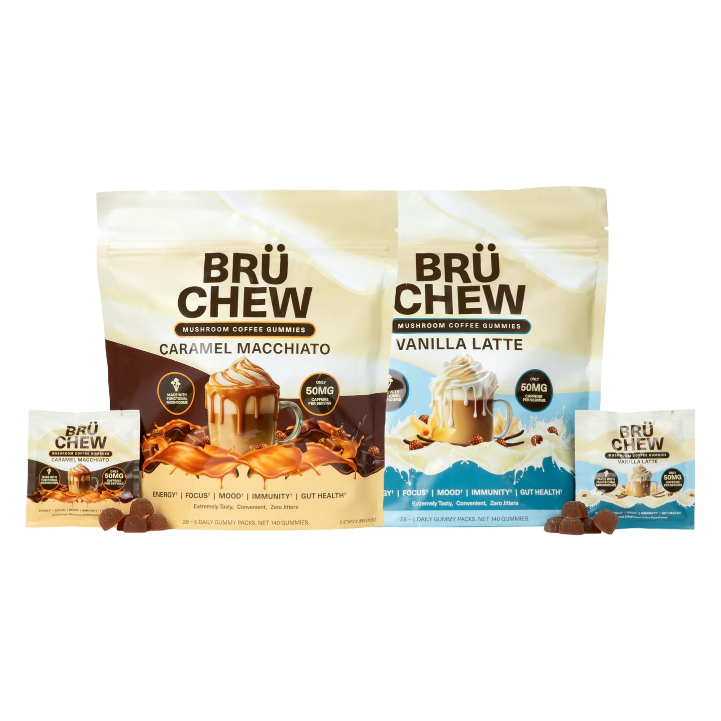 BruChew Mushroom Coffee Chewables Gummy 56 Packets