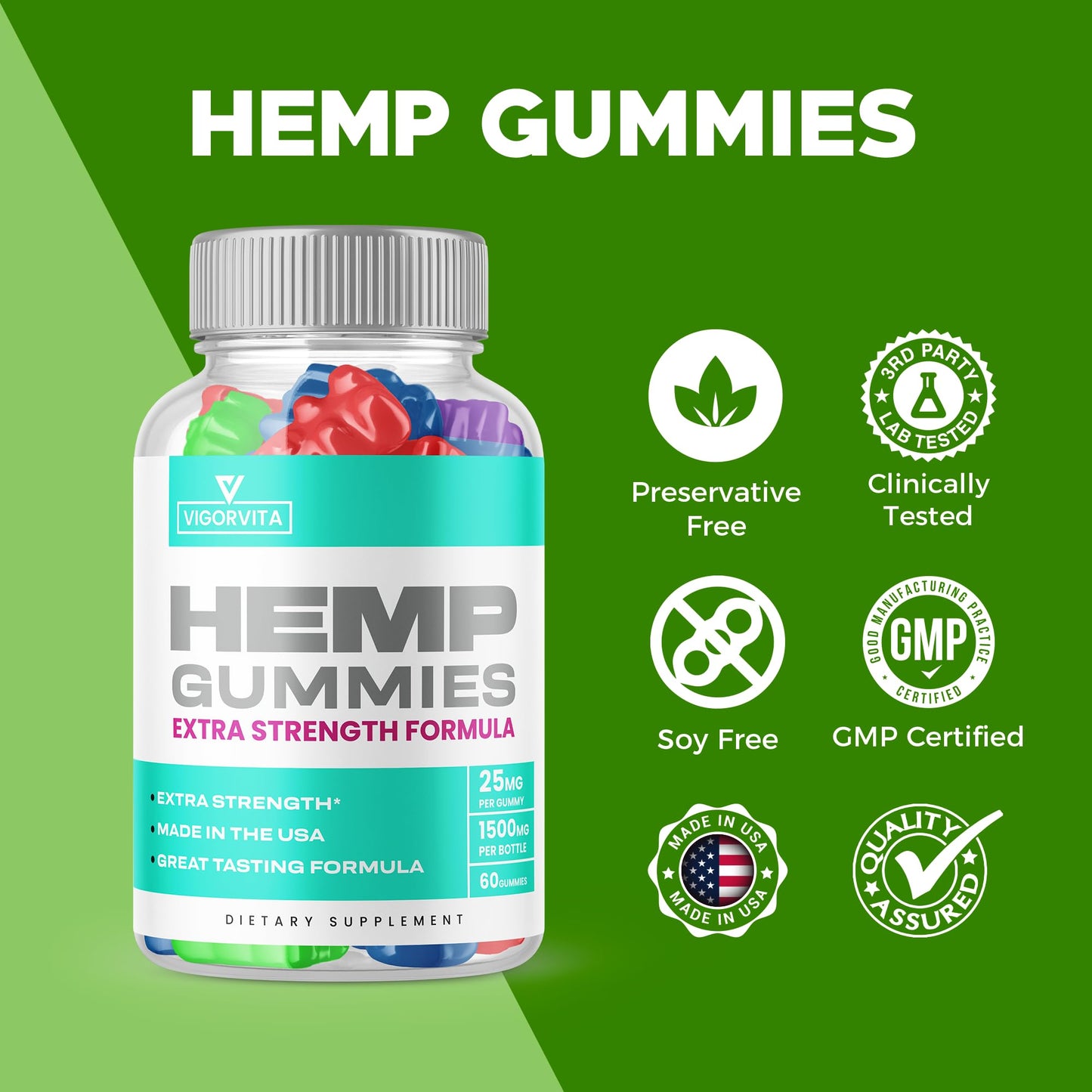 Purvia Vigorvita Gummies Extra Strength Hemp Extract, 300 Gummies