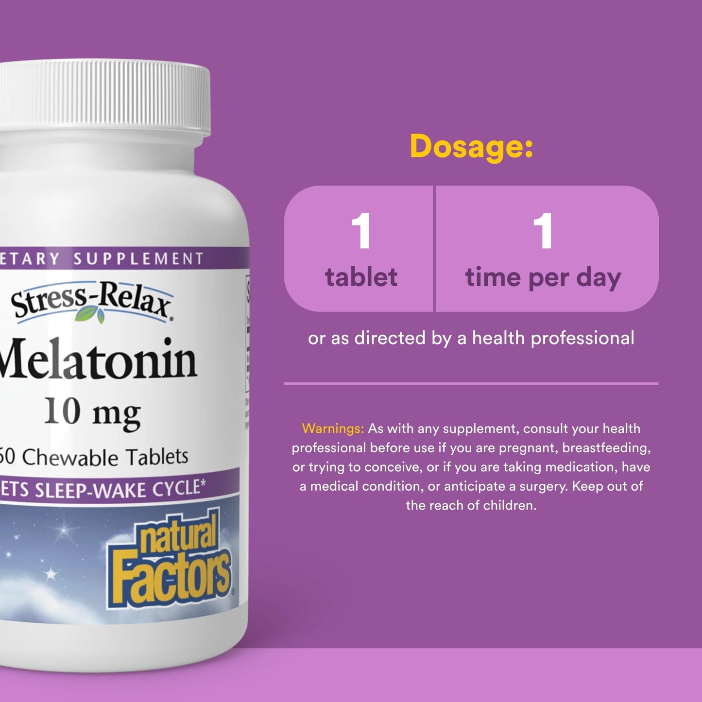 Natural Factors Stress-Relax Melatonin 10 mg Tablet, 60 Count