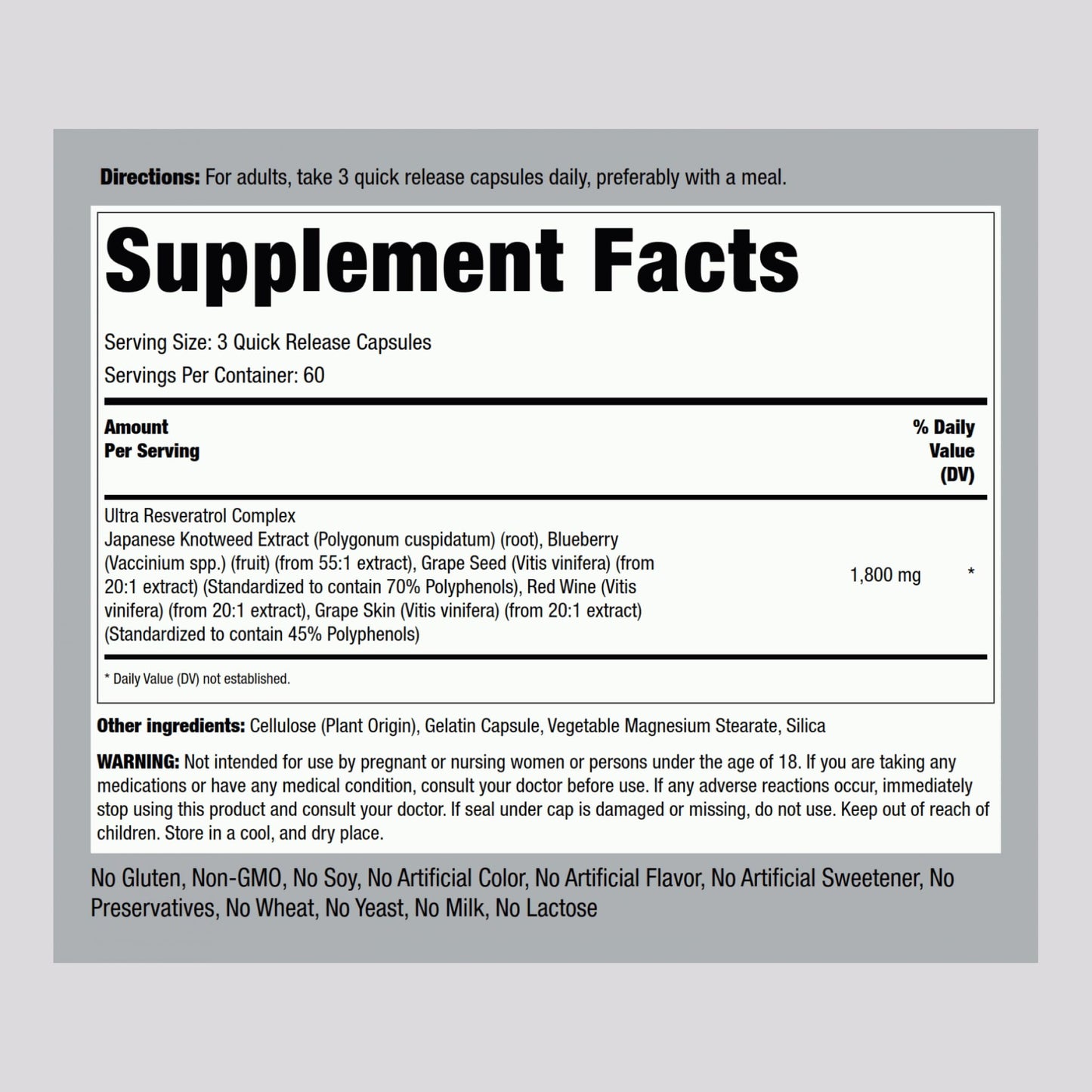 Piping Rock Resveratrol Complex Capsule 180 Count