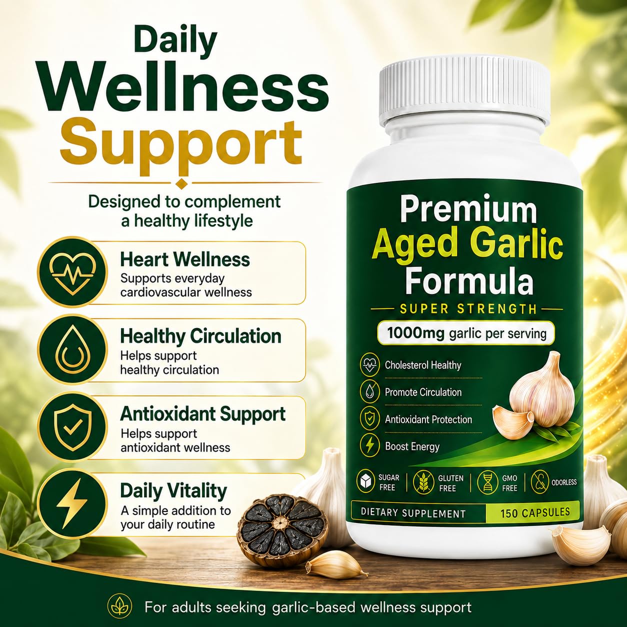 KYZTMHC Premium Aged Black Garlic Softgels, 150 Count