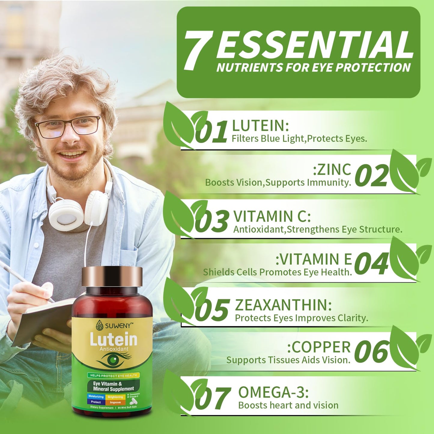 SUWENY Lutein Eye Vitamins Supplement 90 Capsules