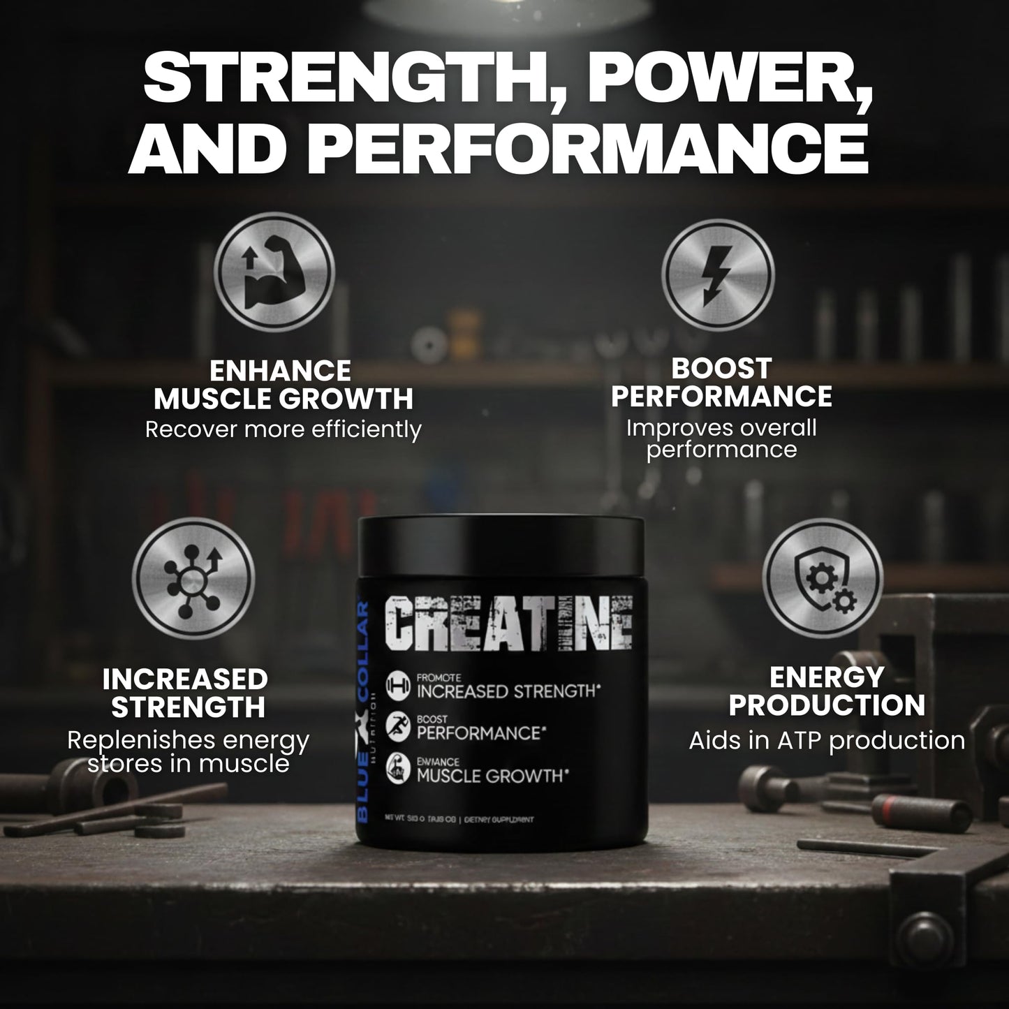 Blue Collar Nutrition Creatine Monohydrate Easy Dissolves Powder 10.58