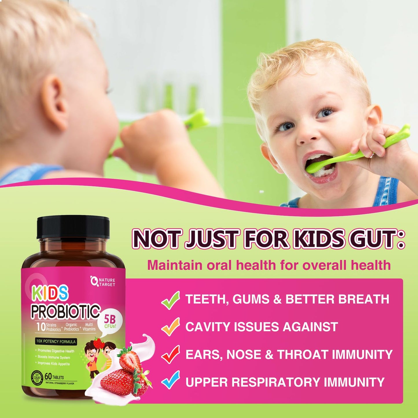 NATURE TARGET Kids Probiotic 5 Billion CFUs Tablet 75 Count