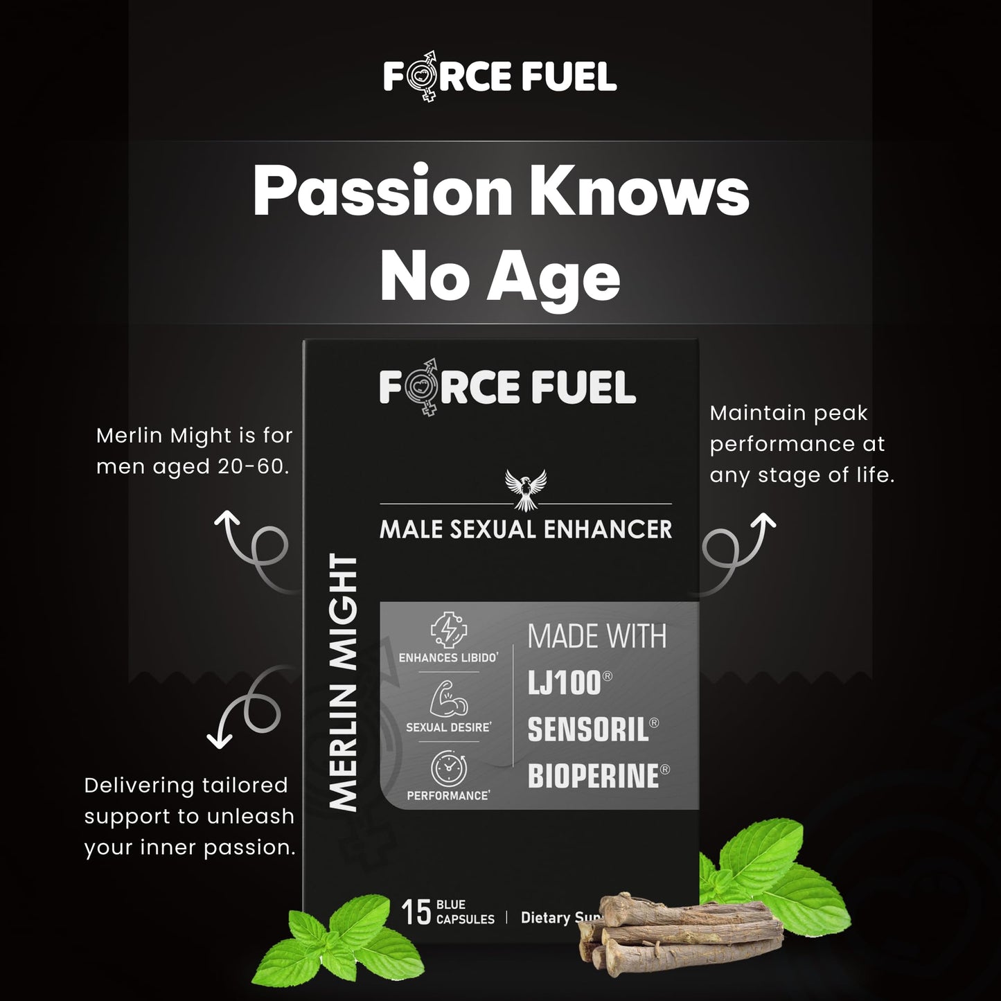 FORCE FUEL Merlin Might Sex Pills for Men Capsule 15 Count