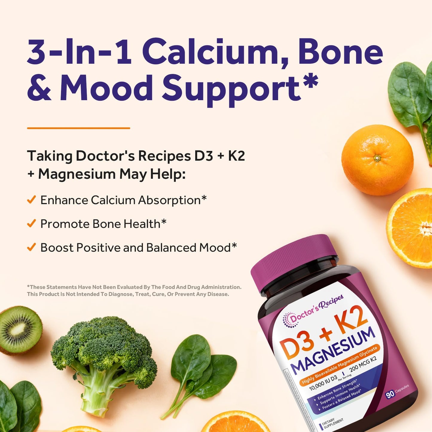 Doctor's Recipes D3+K2+Magnesium Capsules 90 Capsules