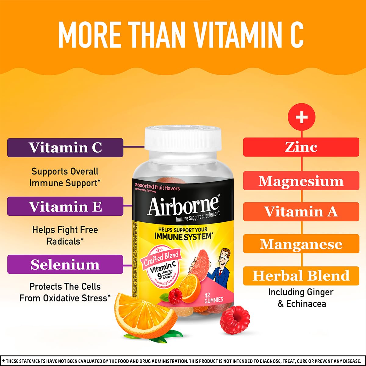Airborne Vitamin C 750mg Immune Support Gummies, 168 Count
