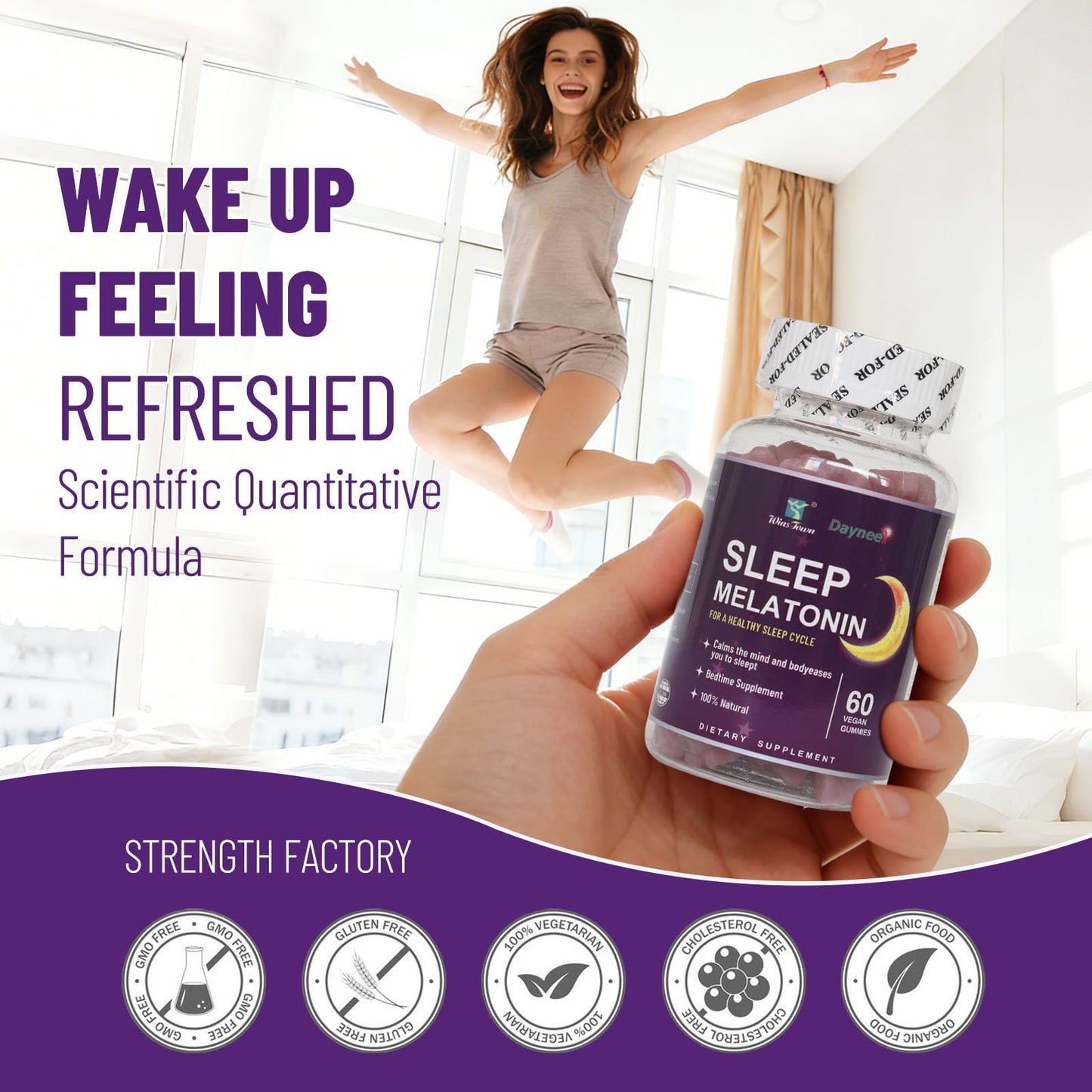 Wins Town Sleep Melatonin Gummies 5mg, 60 Count