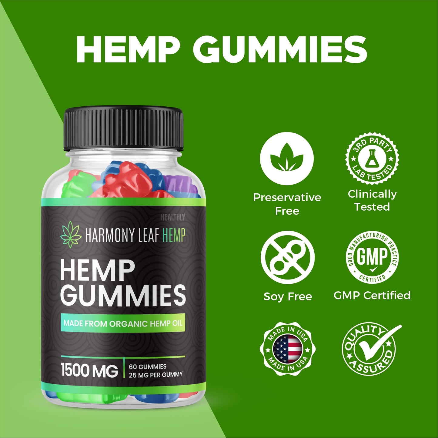 Purvia Harmony Leaf Hemp Gummies, 25 mg per Gummy, 120 Gummies