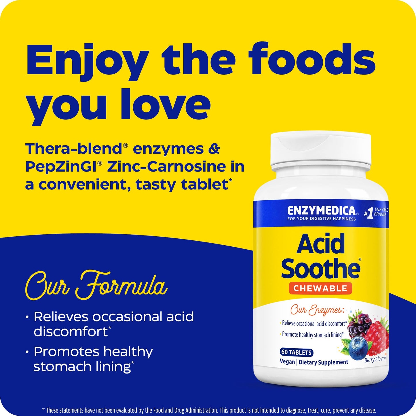 Enzymedica Acid Soothe Chewable 60 Count