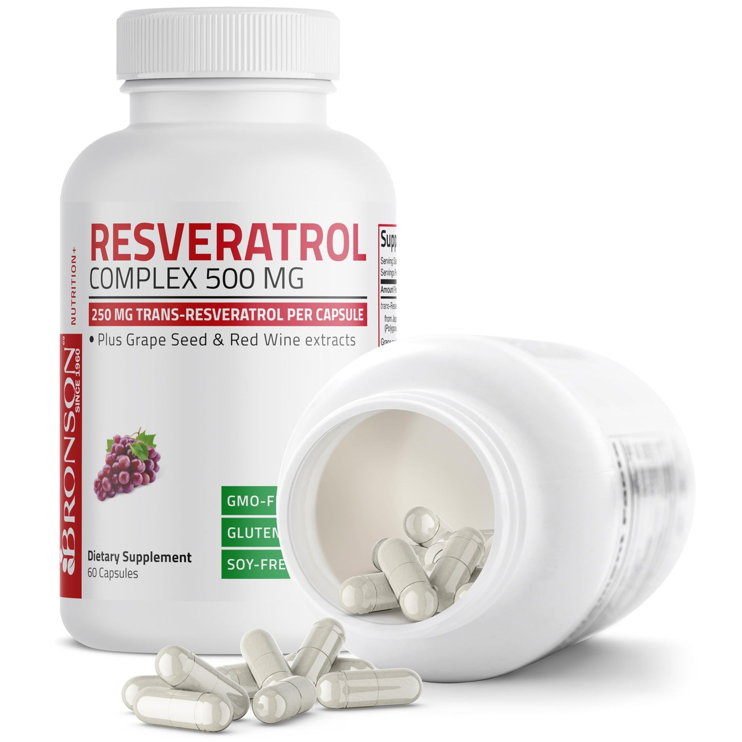 Bronson Resveratrol Complex 500 mg with Grape Seed & Red Wine, 60 Capsules