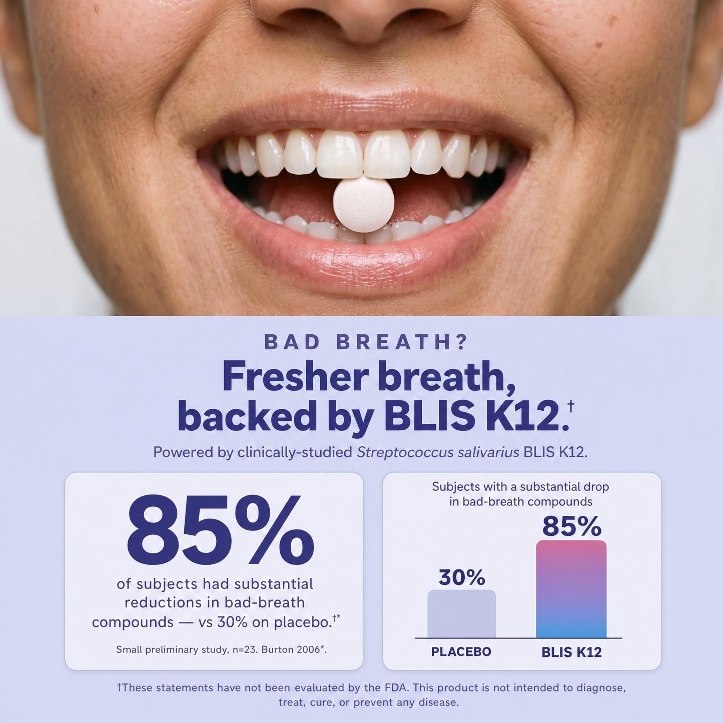 Nutraform Oral Probiotics for Teeth and Gums & Bad Breath with BLIS K12 & M18 Lozenges, 30 Lozenges