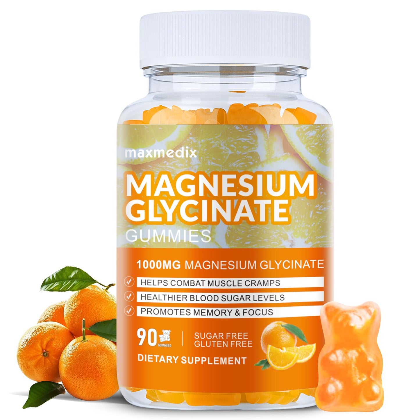 MaxMedix Magnesium Glycinate Gummies 1000mg, 90 Count