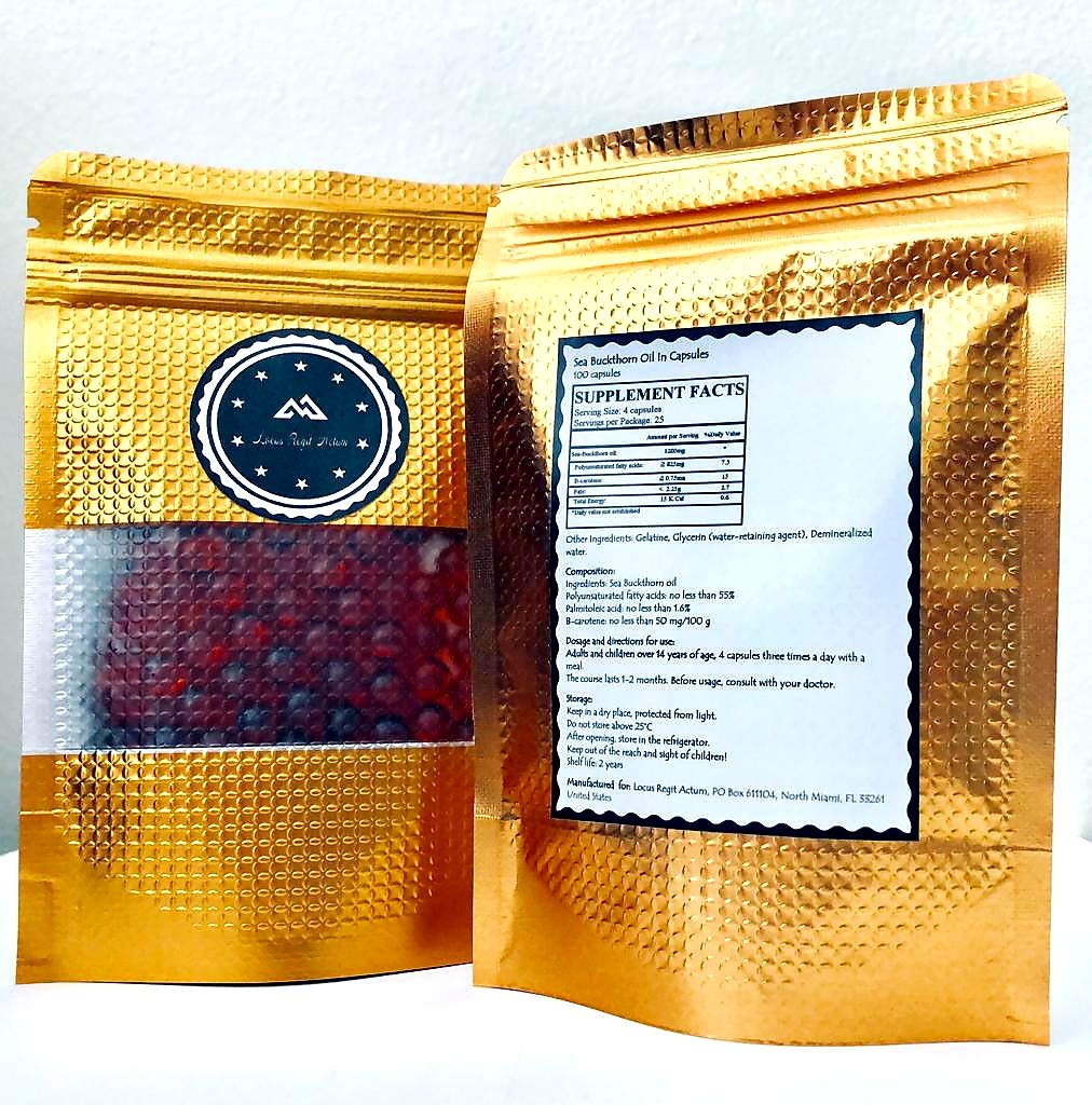 LOCUS REGIT ACTUM Sea-Buckthorn Oil Capsules 100 Count