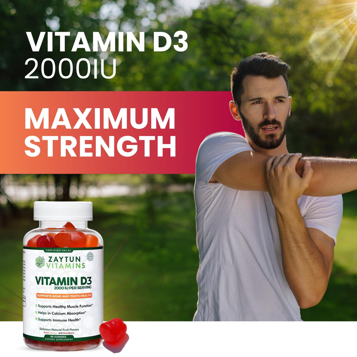 Zaytun Vitamins Vitamin D3 2000 IU Gummies, 90 Count