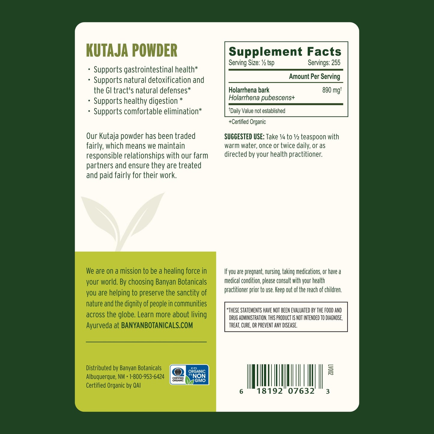 Banyan Botanicals Kutaja Powder 8 oz