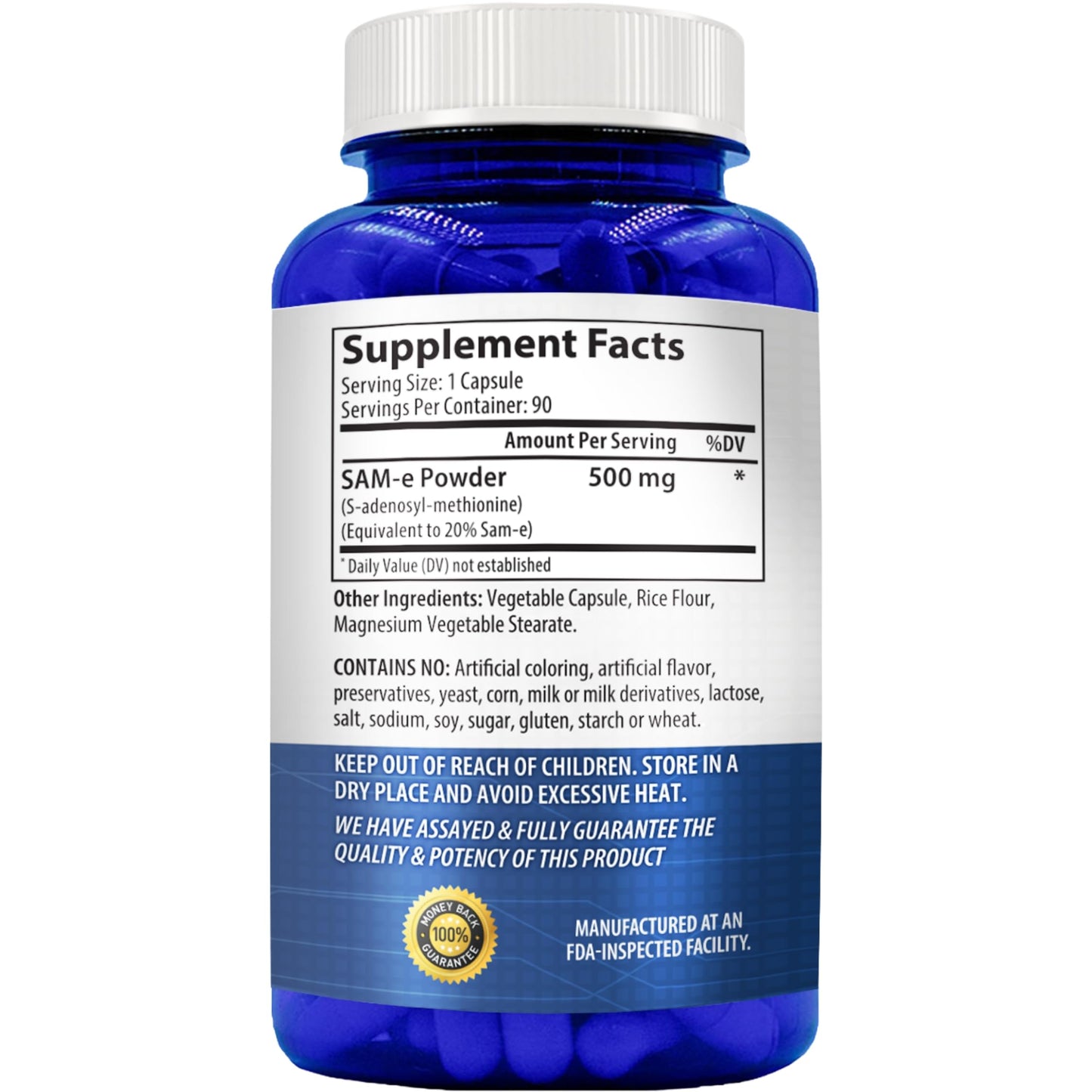 NasaBeahava SAM-E Supplement 500mg Capsule 90 Count