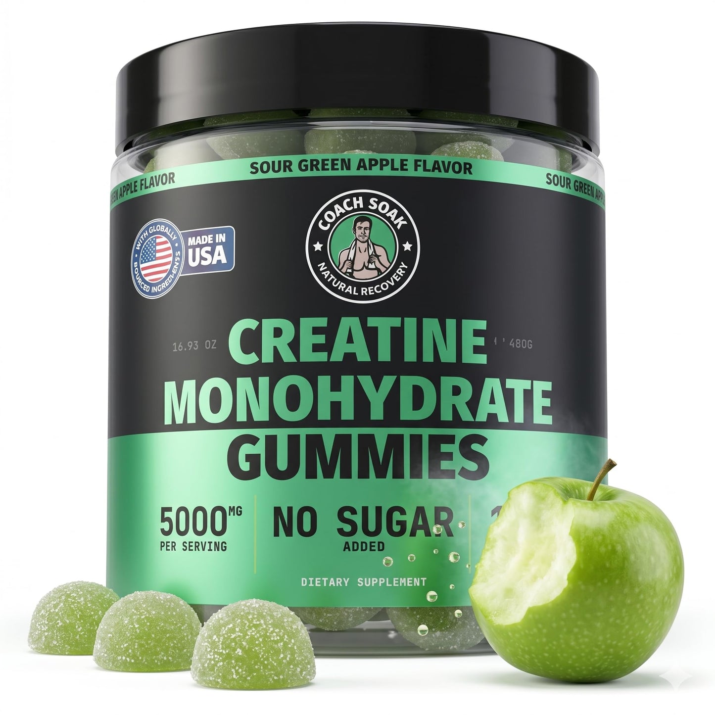 Coach Soak Creatine Monohydrate Gummies 5g Dose, 120 ct