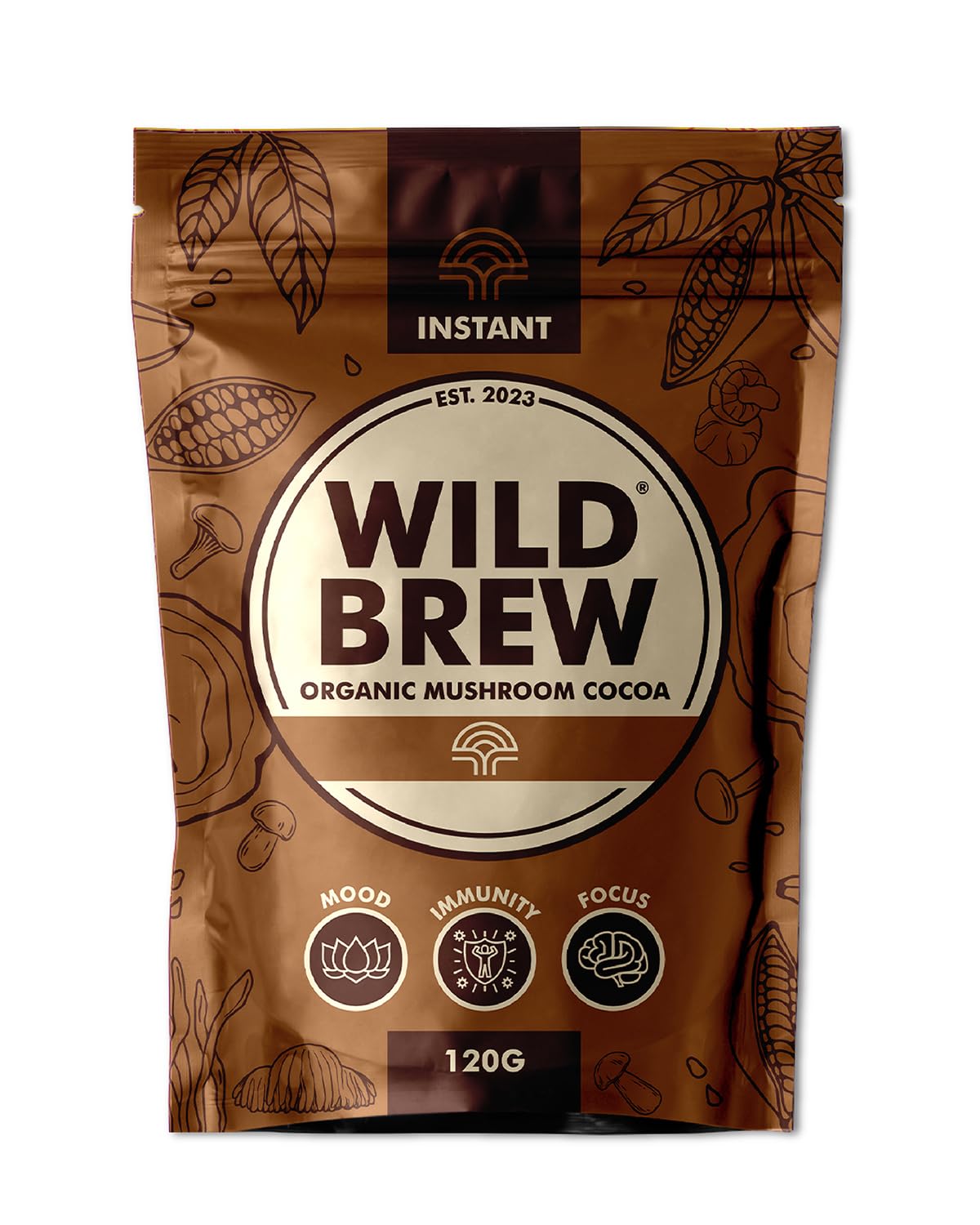 Wild Brew Organic Mushroom Cocoa Powder, 4.23 Ounce Pack of 1