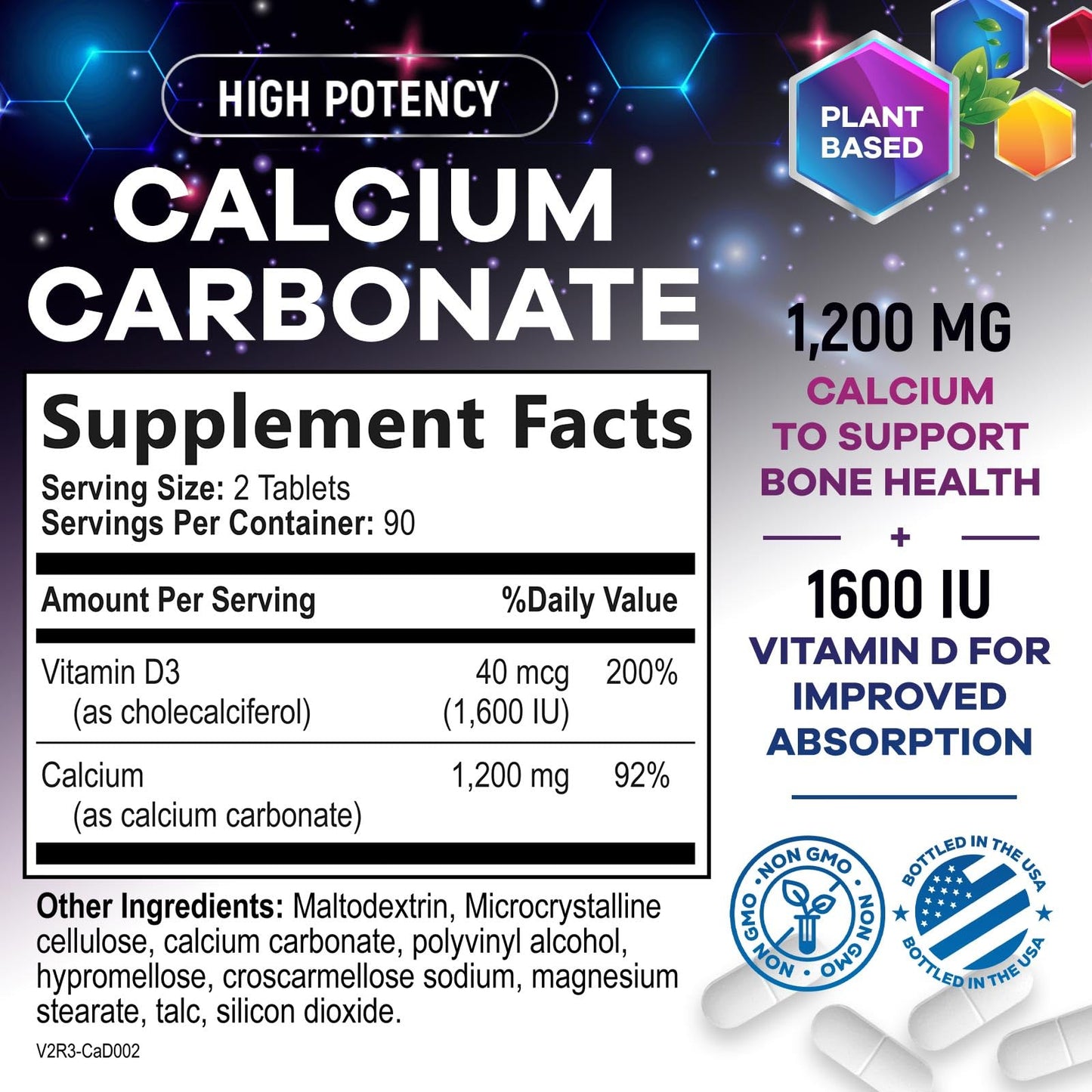 Nature's Peak Calcium 1200 mg with Vitamin D3 Tablets 180 Count