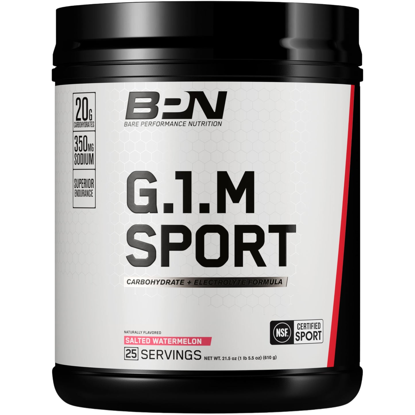 Bare Performance Nutrition BPN G.1.M Go One More Sport Endurance Training Fuel Carbohydrate & Electrolytes Powder Formula, Salted Watermelon, 22 Servings