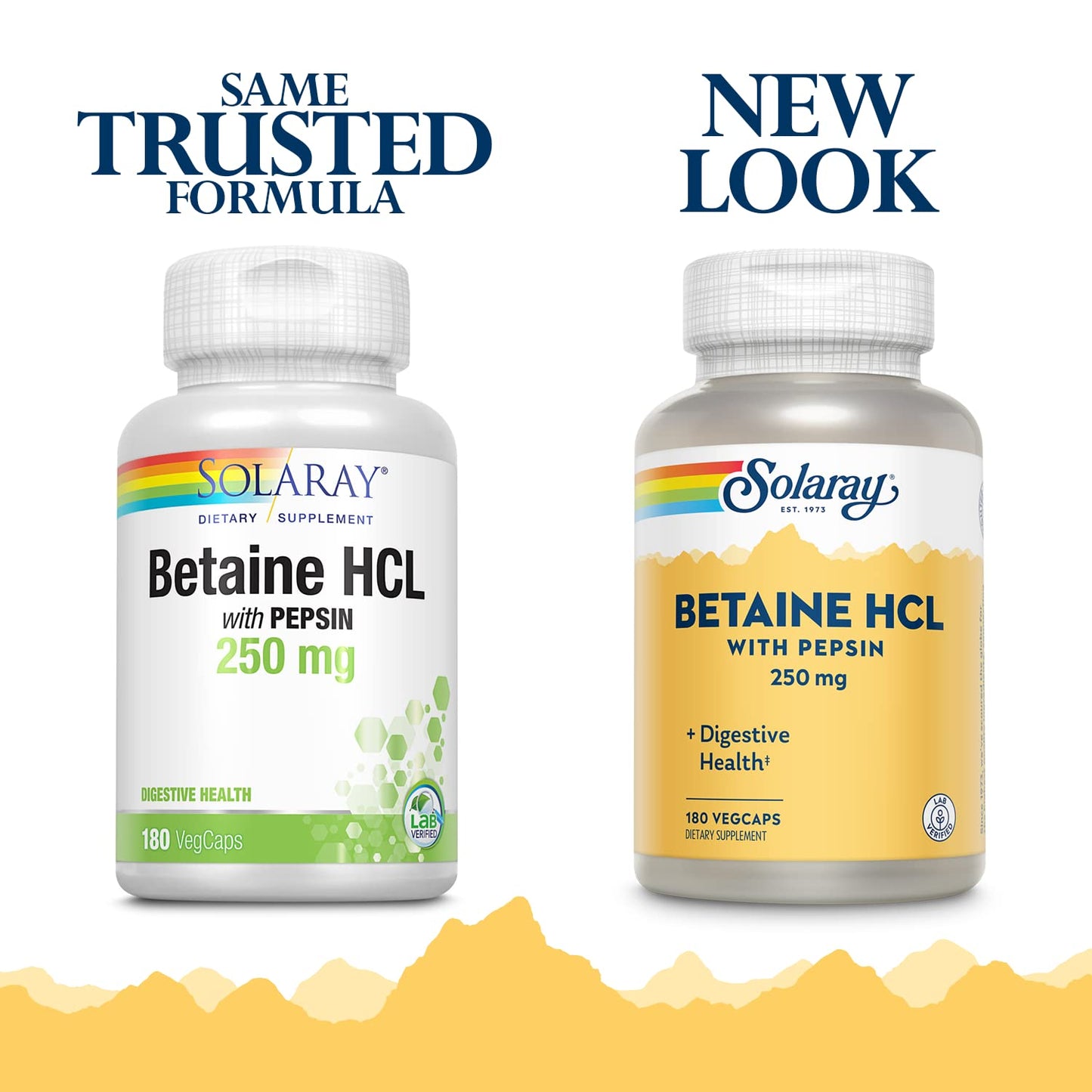 Solaray Betaine HCl with Pepsin 250 mg Capsules, 180 Count
