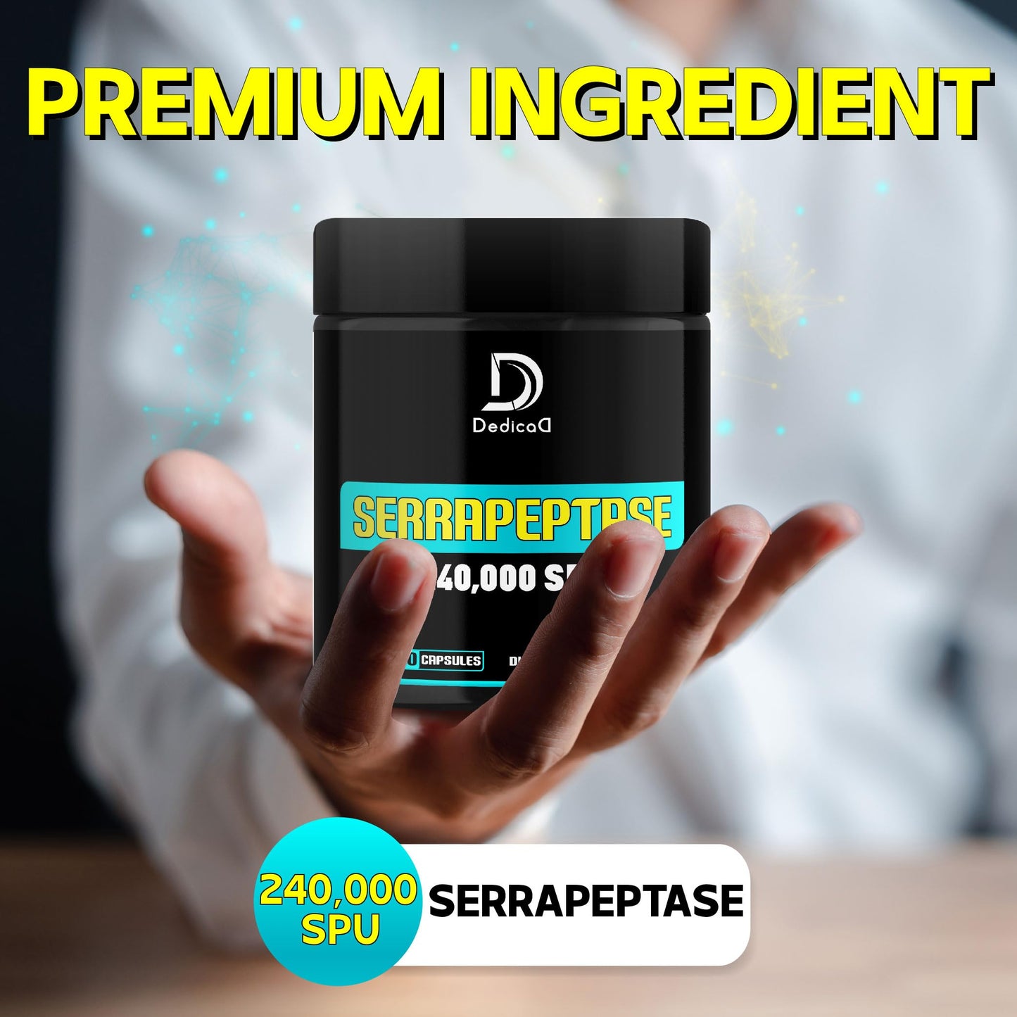 DEDICAD Serrapeptase Supplement 240,000 SPU 150 Capsules