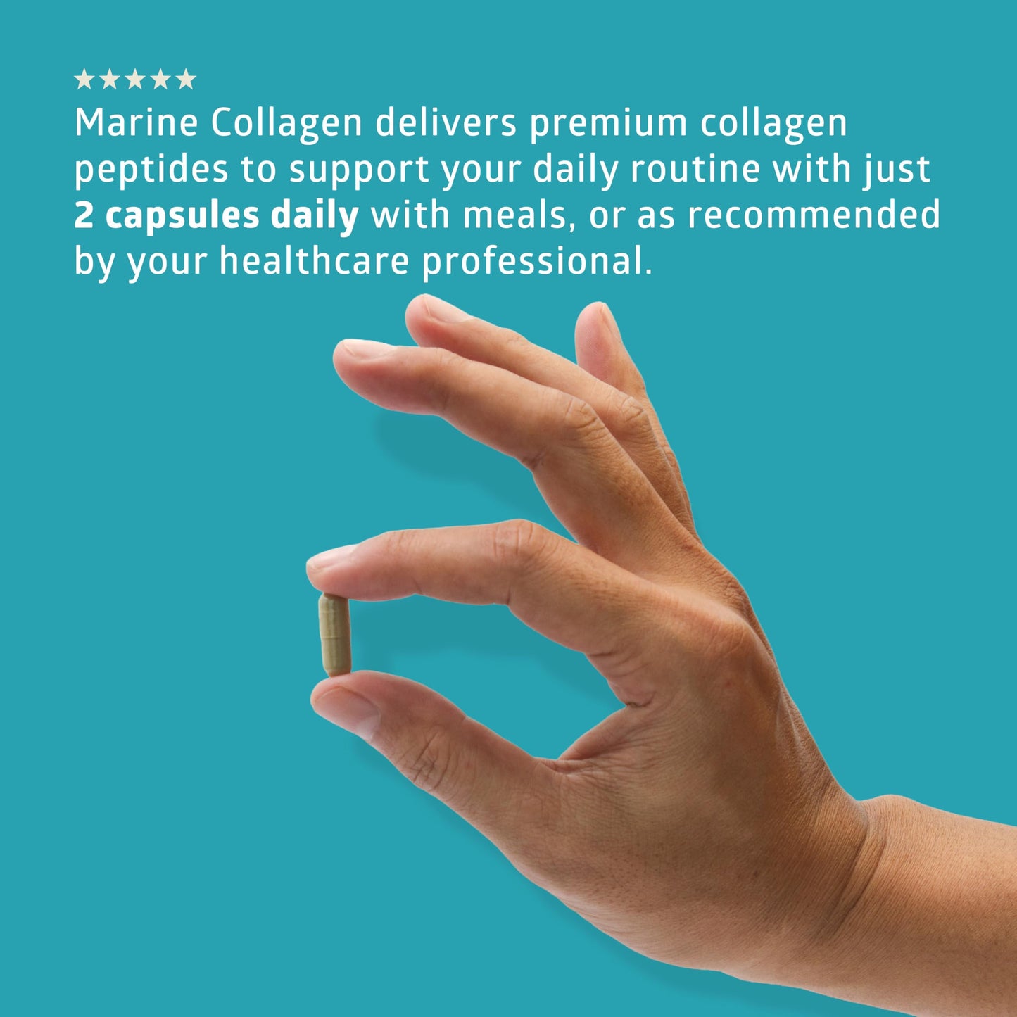 Number One Nutrition Hydrolyzed Marine Collagen with Hyaluronic Acid, Vitamin C, Theaflavin and Copper 120 Capsules