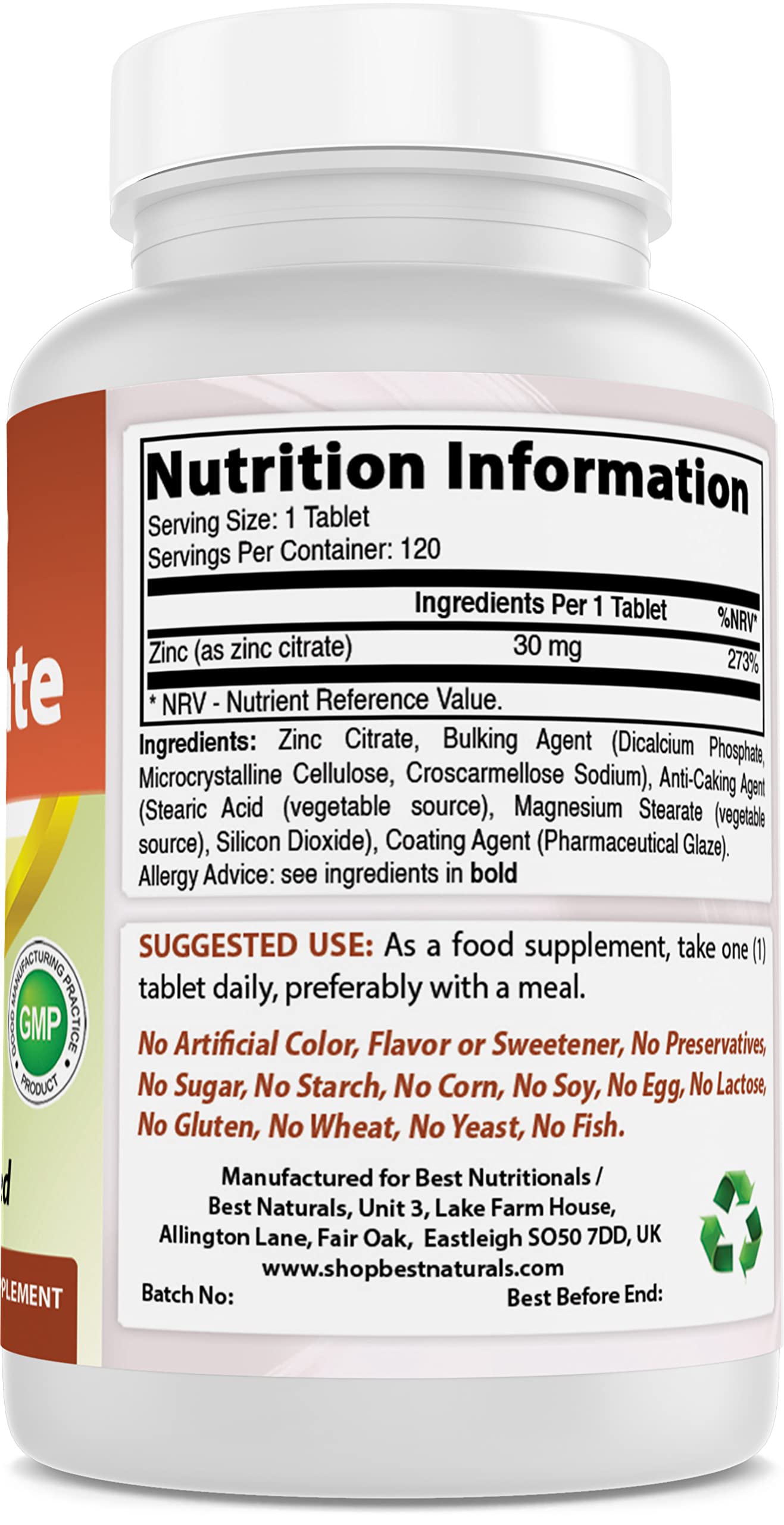 Best Naturals BCAA 3200mg & Zinc Citrate 30 mg Tablets 400