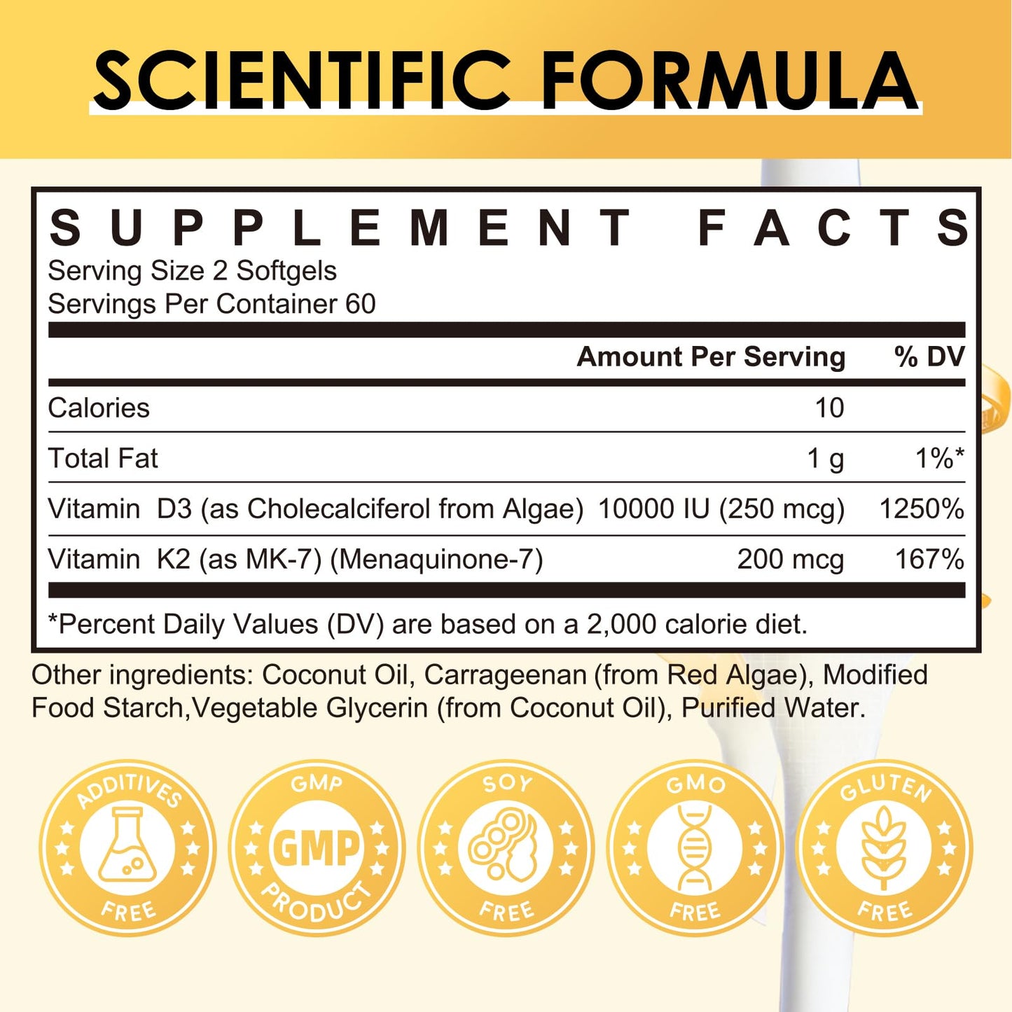 GPGP GreenPeople Vitamin D3 K2 Supplement with Vitamin D3 10000 IU, 200 mcg Vitamin K2 MK-7 & Natural Coconut Oil, Plant Based 2-1 Formula for Bone, Teeth, Muscle and Immune Health Support Softgel 120
