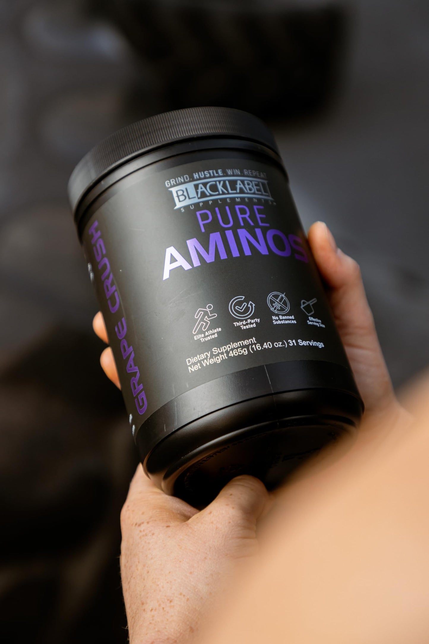 BLACKLABEL Supplements Pure AMINOS Essential Amino Acids Powder, Grape Crush, 16.4 oz